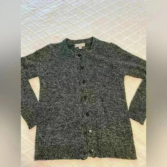 Carolyn Taylor Cardigan Sweater Women navy/white size small - Picture 1 of 6
